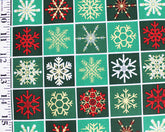 Little Johnny - Tissu métallisé à carreaux et flocons de neige, 100 % coton